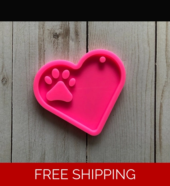 Cremation Heart Paw Keychain